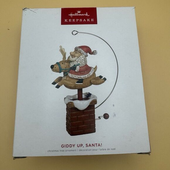 2022 Hallmark Keepsake Christmas Ornament Giddy Up Santa Claus on a Reindeer - Picture 1 of 8